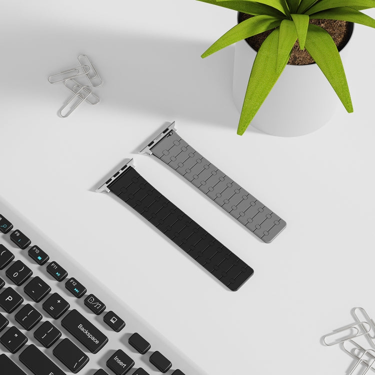 For Apple Watch Series 9 41mm Two Color Loop Magnetic Silicone Watch Band(Black+Grey) - Watch Bands by PMC Jewellery | Online Shopping South Africa | PMC Jewellery