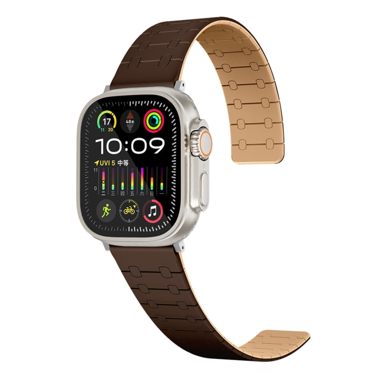 For Apple Watch Ultra 49mm Two Color Loop Magnetic Silicone Watch Band(Dark Brown+Light Brown) - Watch Bands by PMC Jewellery | Online Shopping South Africa | PMC Jewellery