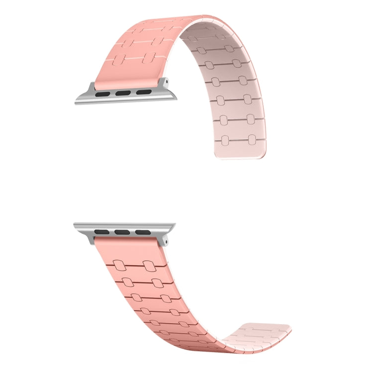 For Apple Watch SE 40mm Two Color Loop Magnetic Silicone Watch Band(Peach+Light Pink) - Watch Bands by PMC TechLife | Online Shopping South Africa | PMC TechLife