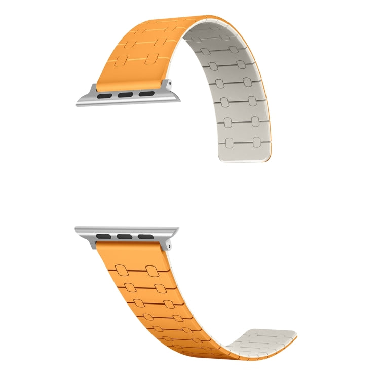 For Apple Watch SE 44mm Two Color Loop Magnetic Silicone Watch Band(Orange+Starlight) - Watch Bands by PMC TechLife | Online Shopping South Africa | PMC TechLife