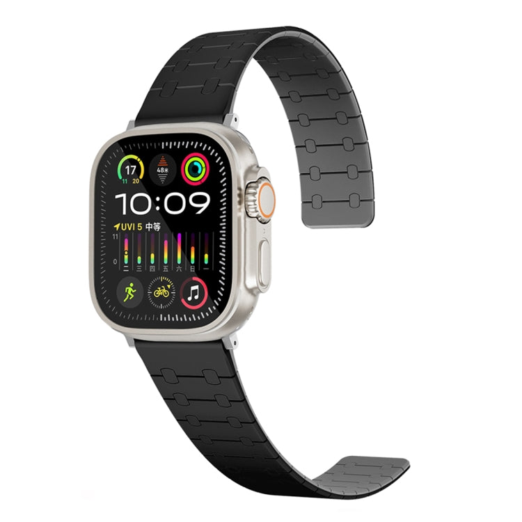 For Apple Watch Series 5 44mm Two Color Loop Magnetic Silicone Watch Band(Black+Grey) - Watch Bands by PMC Jewellery | Online Shopping South Africa | PMC Jewellery