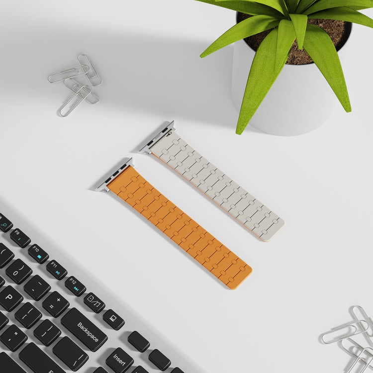 For Apple Watch Series 5 40mm Two Color Loop Magnetic Silicone Watch Band(Orange+Starlight) - Watch Bands by PMC TechLife | Online Shopping South Africa | PMC TechLife