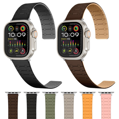 For Apple Watch SE 2023 40mm Two Color Loop Magnetic Silicone Watch Band(Dark Brown+Light Brown) - Watch Bands by PMC Jewellery | Online Shopping South Africa | PMC Jewellery