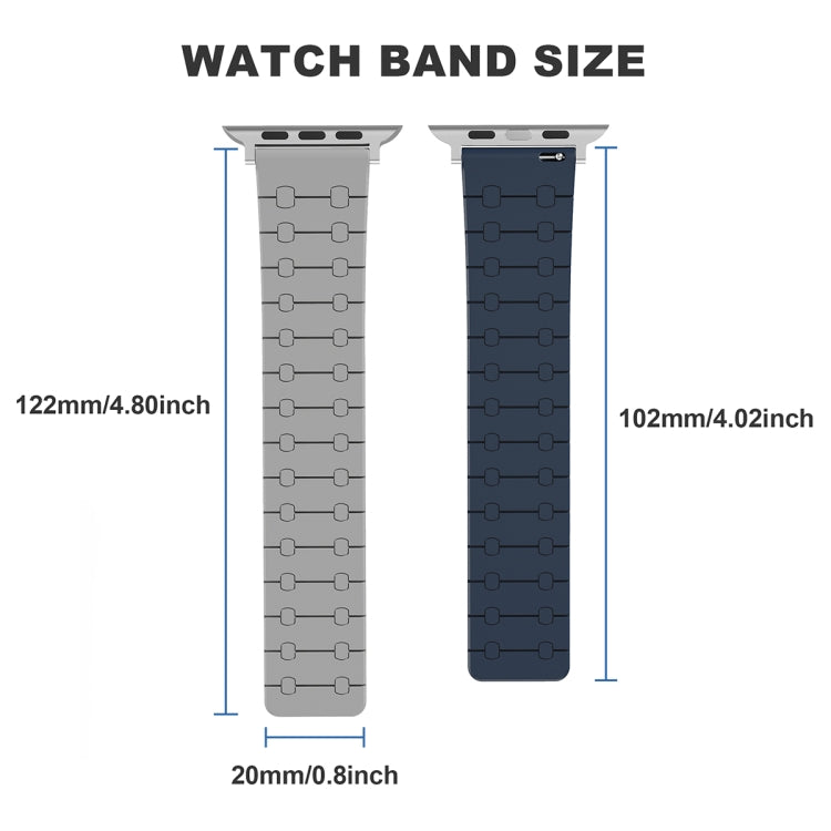 For Apple Watch SE 2023 44mm Two Color Loop Magnetic Silicone Watch Band(Green+Grey) - Watch Bands by PMC Jewellery | Online Shopping South Africa | PMC Jewellery