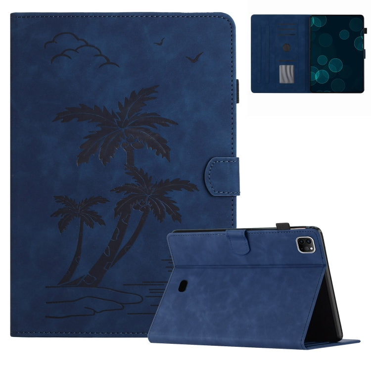 For iPad Pro 11 2024 Coconut Tree Embossed Smart Leather Tablet Case(Blue) - iPad Pro 11 2024 Cases by PMC TechLife | Online Shopping South Africa | PMC TechLife | Buy Now Pay Later Mobicred