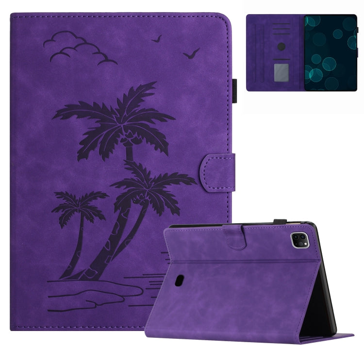 For iPad Pro 11 2024 Coconut Tree Embossed Smart Leather Tablet Case(Purple) - iPad Pro 11 2024 Cases by PMC Jewellery | Online Shopping South Africa | PMC Jewellery | Buy Now Pay Later Mobicred