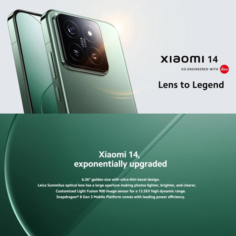 [HK Warehouse] Xiaomi 14 5G Global, 12GB+512GB, 6.36 inch Xiaomi HyperOS Snapdragon 8 Gen 3 Octa Core 3.3GHz, Network: 5G(Green) - Xiaomi Redmi by Xiaomi | Online Shopping South Africa | PMC Jewellery