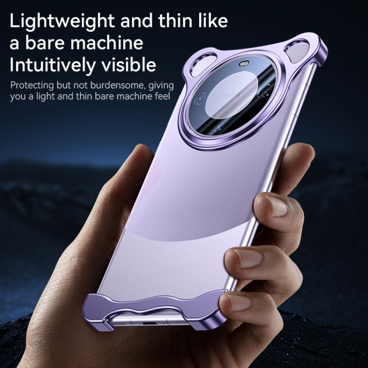 For Huawei Mate 60 Pro Frameless Metal Corner Pad Phone Case with Lens Film(Silver) - free shipping - PMC Jewellery - Order now!