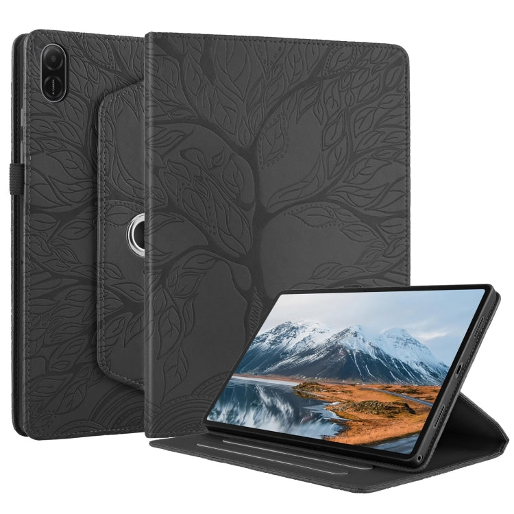 For Honor Pad X8a Tree Life Embossed Rotation Leather Tablet Case(Black) - Honor by PMC TechLife | Online Shopping South Africa | PMC TechLife | Buy Now Pay Later Mobicred