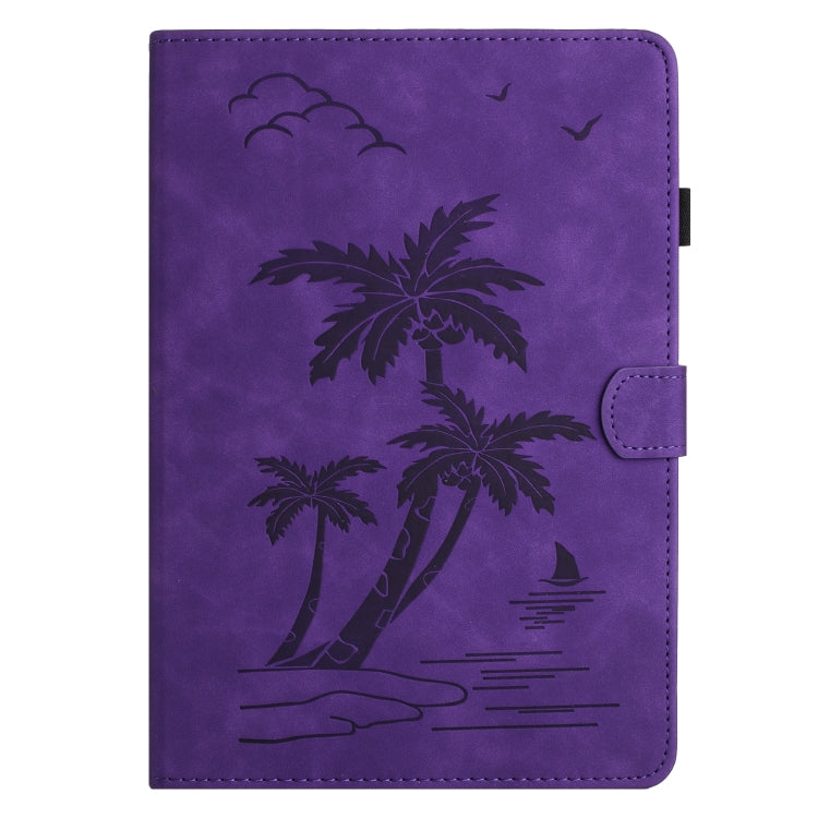 For Samsung Galaxy Tab S9 X710/X716B/X718U Coconut Tree Embossed Smart Leather Tablet Case(Purple) - Galaxy Tab S9 Cases by PMC Jewellery | Online Shopping South Africa | PMC Jewellery | Buy Now Pay Later Mobicred