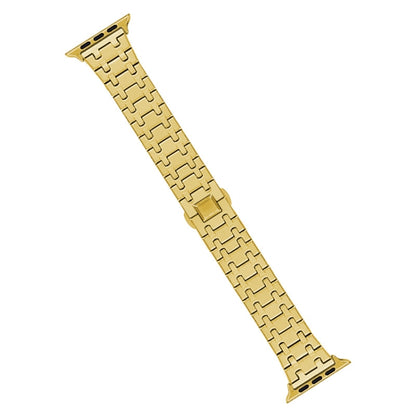 For Apple Watch SE 2022 40mm Double T Stainless Steel Watch Band(Gold) - Watch Bands by PMC Jewellery | Online Shopping South Africa | PMC Jewellery