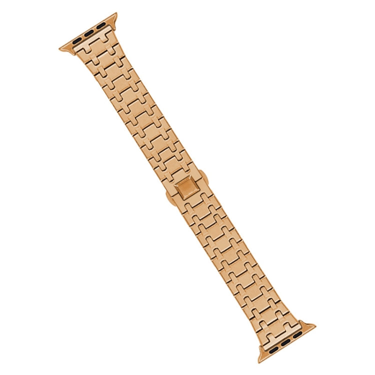 For Apple Watch SE 2022 40mm Double T Stainless Steel Watch Band(Rose Gold) - Watch Bands by PMC Jewellery | Online Shopping South Africa | PMC Jewellery