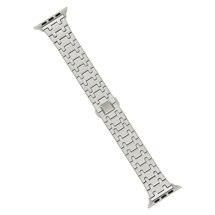 For Apple Watch Series 7 41mm Double T Stainless Steel Watch Band(Starlight) - Watch Bands by PMC Jewellery | Online Shopping South Africa | PMC Jewellery