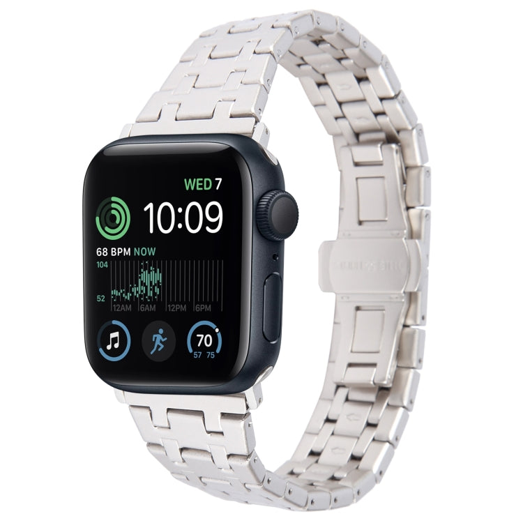 For Apple Watch SE 44mm Double T Stainless Steel Watch Band(Starlight) - Watch Bands by PMC TechLife | Online Shopping South Africa | PMC TechLife