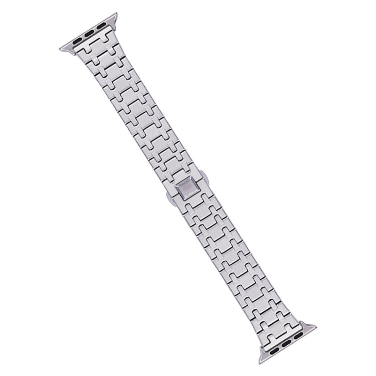 For Apple Watch SE 44mm Double T Stainless Steel Watch Band(Silver) - Watch Bands by PMC Jewellery | Online Shopping South Africa | PMC Jewellery