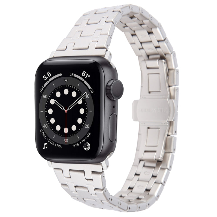 For Apple Watch Series 6 40mm Double T Stainless Steel Watch Band(Starlight) - Watch Bands by PMC TechLife | Online Shopping South Africa | PMC TechLife