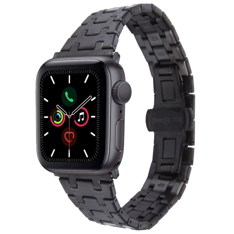 For Apple Watch Series 5 40mm Double T Stainless Steel Watch Band(Black) - Watch Bands by PMC Jewellery | Online Shopping South Africa | PMC Jewellery