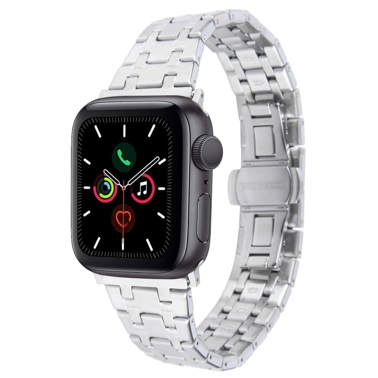 For Apple Watch Series 5 40mm Double T Stainless Steel Watch Band(Silver) - Watch Bands by PMC TechLife | Online Shopping South Africa | PMC TechLife