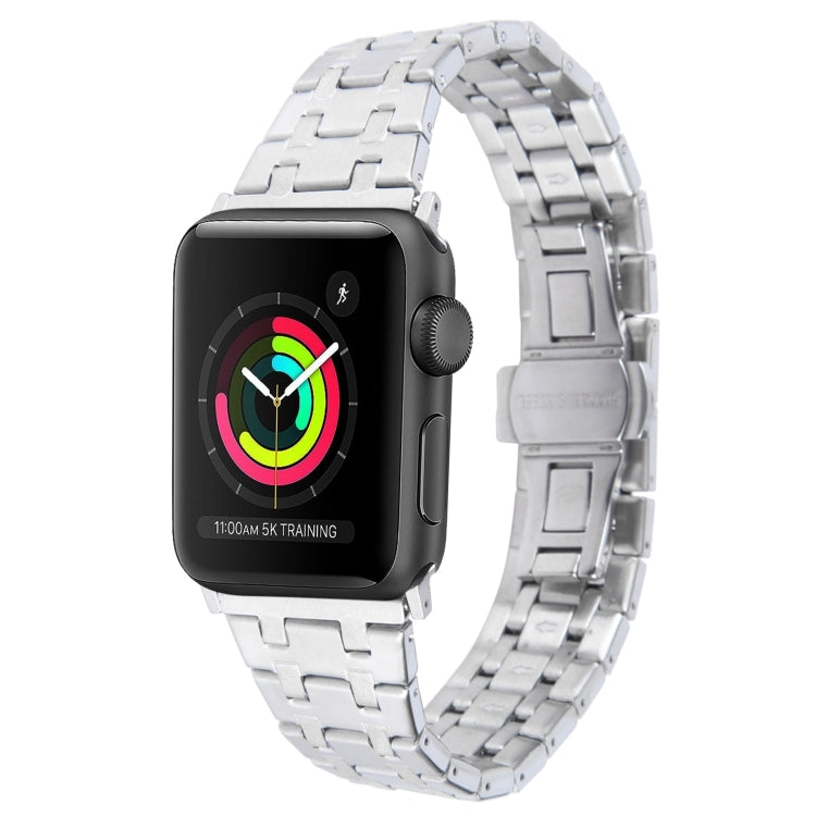 For Apple Watch Series 3 38mm Double T Stainless Steel Watch Band(Silver) - Watch Bands by PMC Jewellery | Online Shopping South Africa | PMC Jewellery