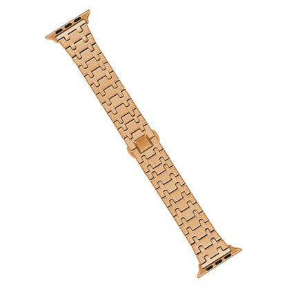 For Apple Watch Series 3 42mm Double T Stainless Steel Watch Band(Rose Gold) - Watch Bands by PMC Jewellery | Online Shopping South Africa | PMC Jewellery