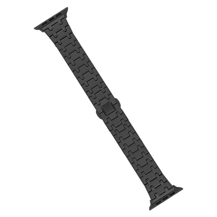 For Apple Watch 42mm Double T Stainless Steel Watch Band(Black) - Watch Bands by PMC TechLife | Online Shopping South Africa | PMC TechLife