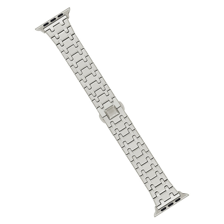 For Apple Watch 42mm Double T Stainless Steel Watch Band(Starlight) - Watch Bands by PMC TechLife | Online Shopping South Africa | PMC TechLife