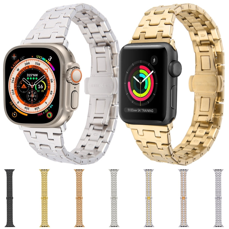 For Apple Watch 38mm Double T Stainless Steel Watch Band(Silver) - Watch Bands by PMC Jewellery | Online Shopping South Africa | PMC Jewellery