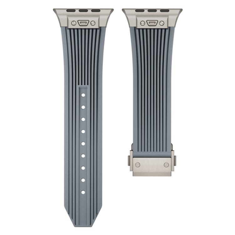 For Apple Watch Series 3 42mm Vertical Texture Titanium Buckle Elastic Silicone Watch Band(Grey) - free shipping - PMC TechLife - Order now!