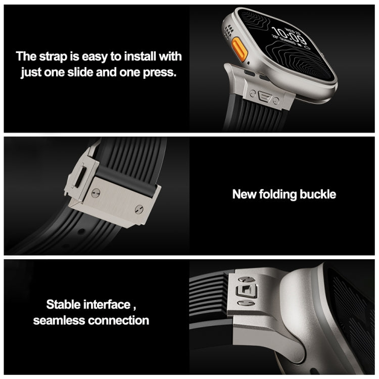 For Apple Watch 42mm Vertical Texture Titanium Buckle Elastic Silicone Watch Band(Orange) - Watch Bands by PMC TechLife | Online Shopping South Africa | PMC TechLife | Buy Now Pay Later Mobicred