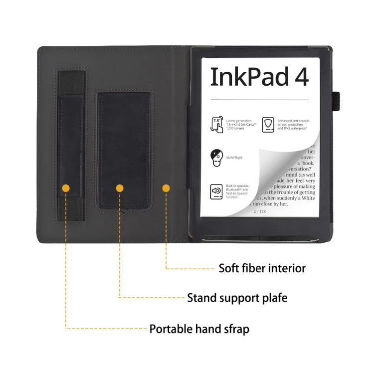For Pocketbook InkPad 4 / Color 2 / 3 Calfskin Leather Smart Tablet Case(Black) - Others by PMC TechLife | Online Shopping South Africa | PMC TechLife | Buy Now Pay Later Mobicred