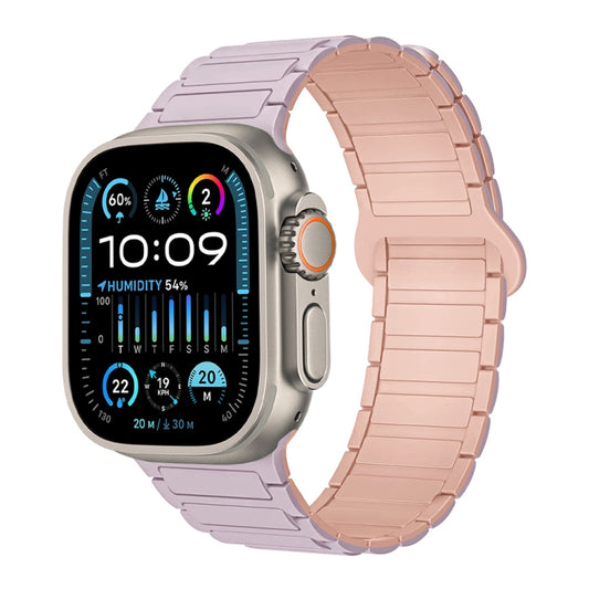 For Apple Watch Ultra 2 49mm I-Shaped Magnetic Silicone Watch Band(Light Purple Pink) - Watch Bands by PMC Jewellery | Online Shopping South Africa | PMC Jewellery