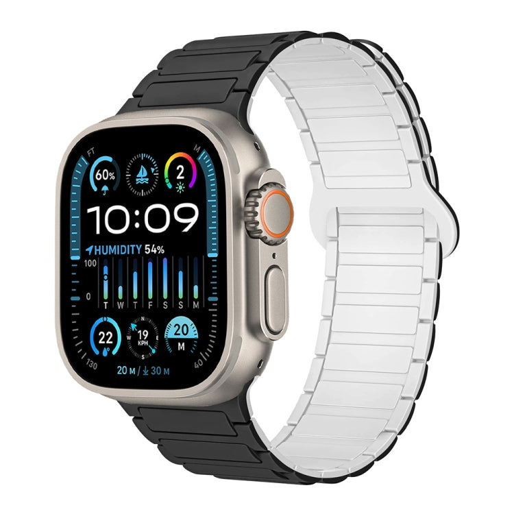 For Apple Watch Ultra 49mm I-Shaped Magnetic Silicone Watch Band(Black White) - Watch Bands by PMC TechLife | Online Shopping South Africa | PMC TechLife