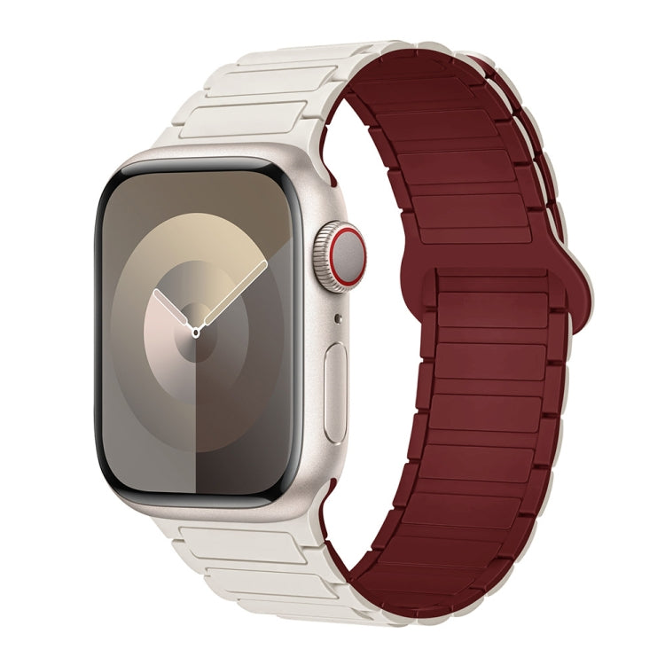 For Apple Watch SE 2022 44mm I-Shaped Magnetic Silicone Watch Band(Starlight Wine Red) - Watch Bands by PMC Jewellery | Online Shopping South Africa | PMC Jewellery