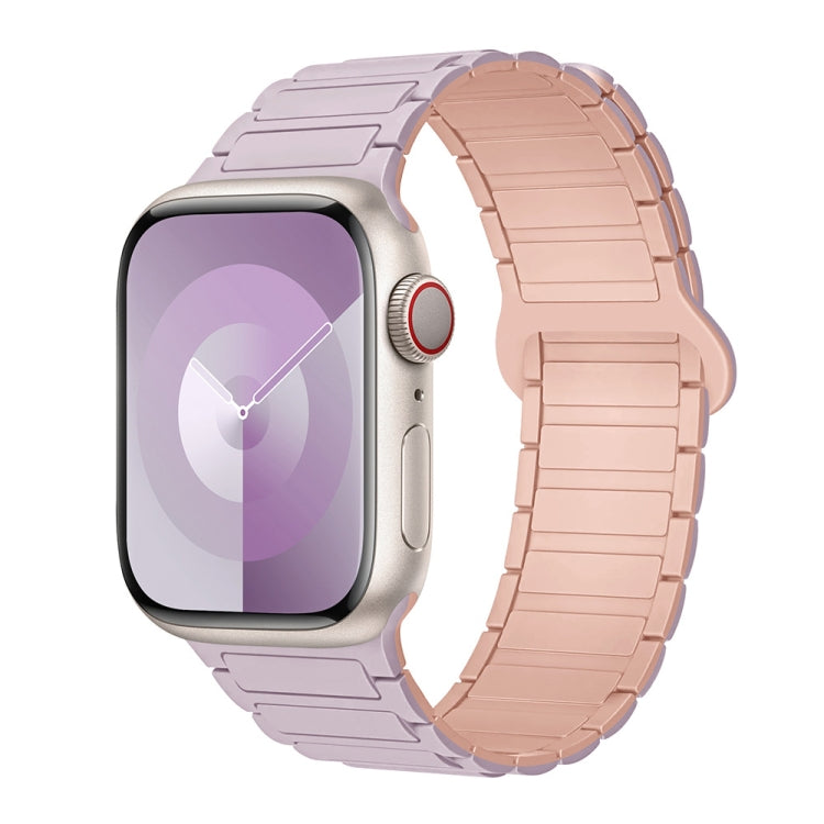 For Apple Watch Series 7 41mm I-Shaped Magnetic Silicone Watch Band(Light Purple Pink) - Watch Bands by PMC Jewellery | Online Shopping South Africa | PMC Jewellery