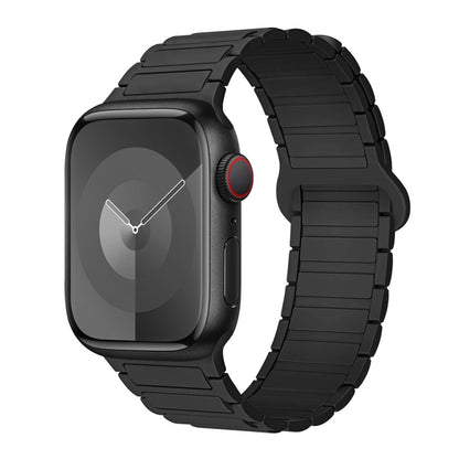 For Apple Watch Series 7 45mm I-Shaped Magnetic Silicone Watch Band(Black) - Watch Bands by PMC Jewellery | Online Shopping South Africa | PMC Jewellery