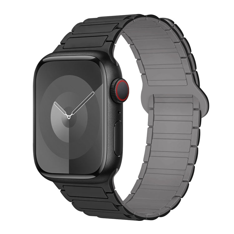 For Apple Watch SE 44mm I-Shaped Magnetic Silicone Watch Band(Black Gray) - Watch Bands by PMC TechLife | Online Shopping South Africa | PMC TechLife