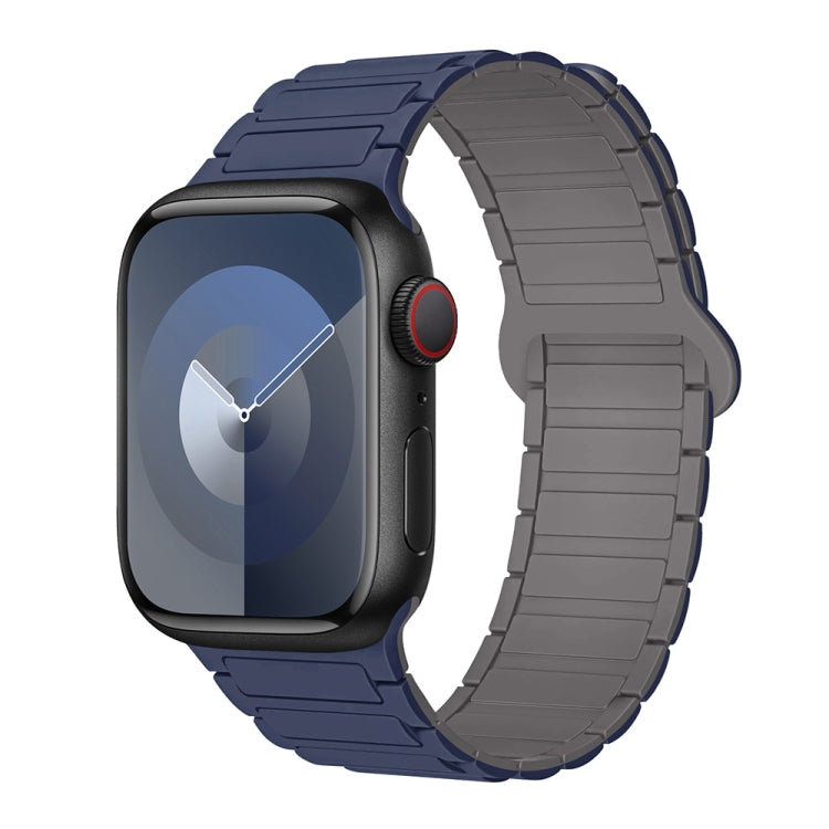 For Apple Watch Series 3 38mm I-Shaped Magnetic Silicone Watch Band(Indigo Gray) - Watch Bands by PMC Jewellery | Online Shopping South Africa | PMC Jewellery