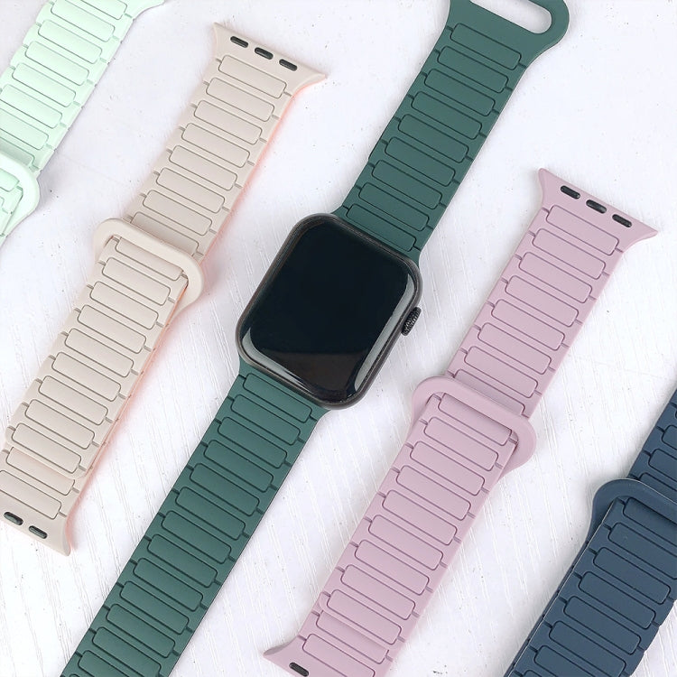For Apple Watch 38mm I-Shaped Magnetic Silicone Watch Band(Black Orange) - Watch Bands by PMC TechLife | Online Shopping South Africa | PMC TechLife