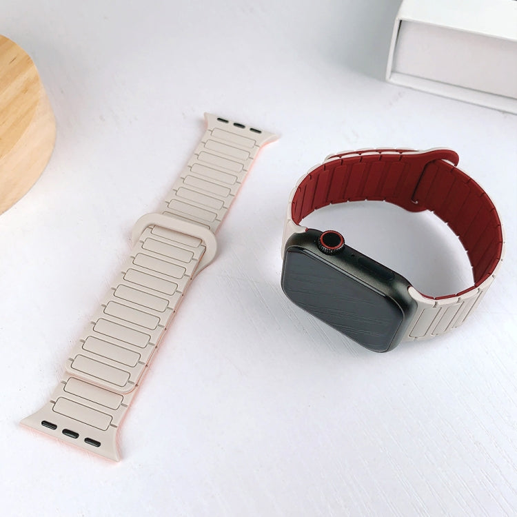 For Apple Watch Series 2 42mm I-Shaped Magnetic Silicone Watch Band(Starlight Wine Red) - Watch Bands by PMC Jewellery | Online Shopping South Africa | PMC Jewellery