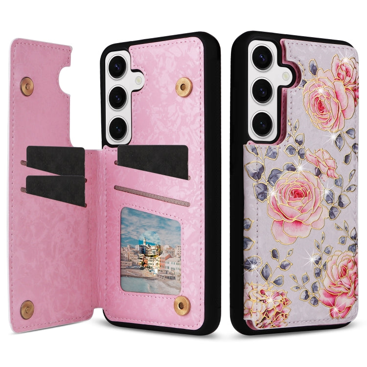 For Samsung Galaxy S25 5G Printed Double Buckle RFID Anti-theft Phone Case(Pastoral Rose) - Galaxy S25 5G Cases by PMC Jewellery | Online Shopping South Africa | PMC Jewellery | Buy Now Pay Later Mobicred