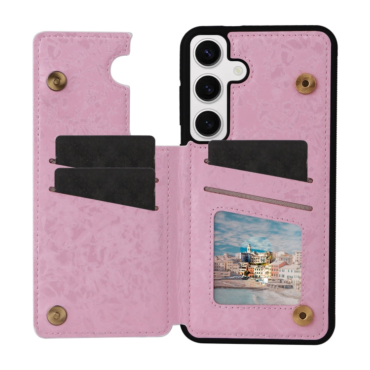 For Samsung Galaxy S25 5G Printed Double Buckle RFID Anti-theft Phone Case(Rose) - Galaxy S25 5G Cases by PMC Jewellery | Online Shopping South Africa | PMC Jewellery | Buy Now Pay Later Mobicred