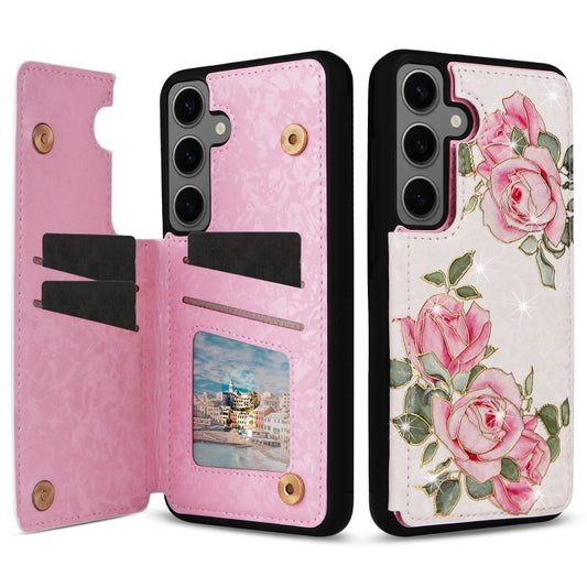 For Samsung Galaxy S25+ 5G Printed Double Buckle RFID Anti-theft Phone Case(Rose) - Galaxy S25+ 5G Cases by PMC Jewellery | Online Shopping South Africa | PMC Jewellery | Buy Now Pay Later Mobicred