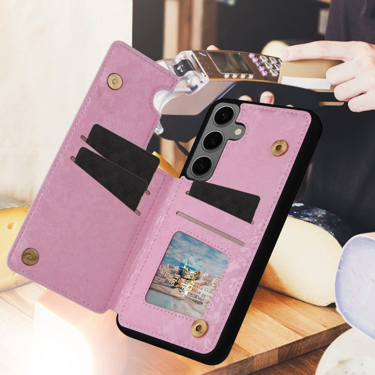 For Samsung Galaxy S25+ 5G Printed Double Buckle RFID Anti-theft Phone Case(Rose) - Galaxy S25+ 5G Cases by PMC Jewellery | Online Shopping South Africa | PMC Jewellery | Buy Now Pay Later Mobicred