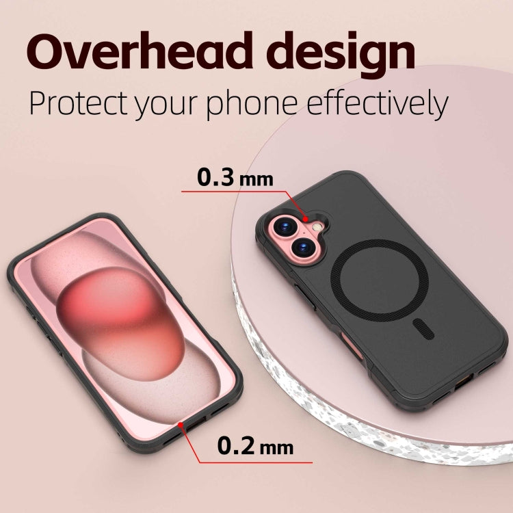 For iPhone 16 RedPepper Armor Magsafe PC Hybrid TPU Phone Case(Black) - free shipping - PMC TechLife - Order now!