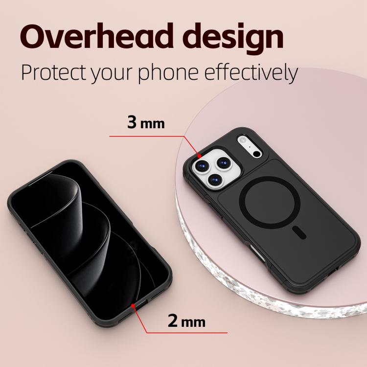 For iPhone 17 Pro Max RedPepper Armor Magsafe PC Hybrid TPU Phone Case(Black) - free shipping - PMC TechLife - Order now!