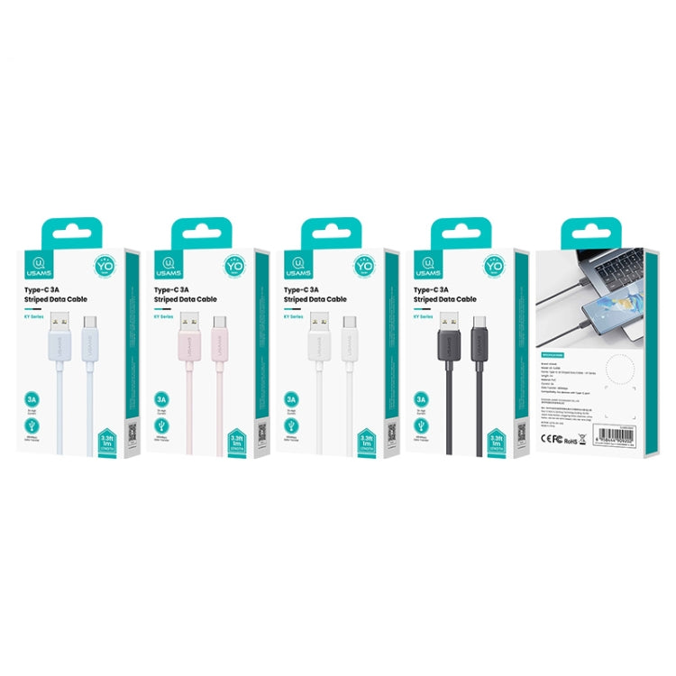 USAMS US-SJ693 USB to USB-C / Type-C 3A Striped Fast Charge Data Cable, Length:2m(Blue) - free shipping - PMc TechLife - Order now!
