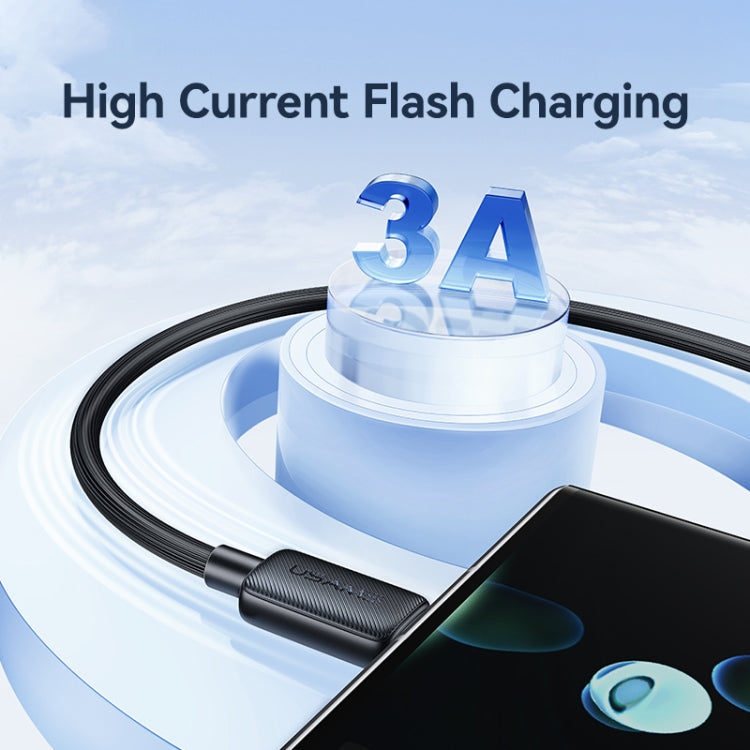 USAMS US-SJ693 USB to USB-C / Type-C 3A Striped Fast Charge Data Cable, Length:2m(White) - free shipping - PMc TechLife - Order now!