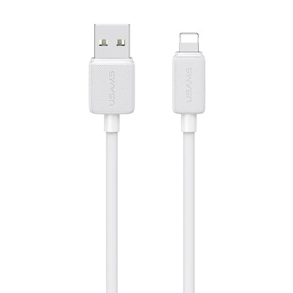 USAMS US-SJ689 USB to 8 Pin 2.4A Striped Fast Charge Data Cable, Length:1m(White) - Normal Style Cable by USAMS | Online Shopping South Africa | PMC Jewellery | Buy Now Pay Later Mobicred