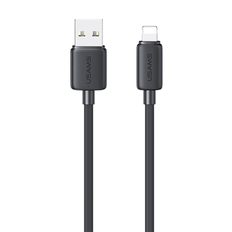 USAMS US-SJ699 USB to 8 Pin 2.4A Striped Fast Charge Data Cable, Length:3m(Black) - Normal Style Cable by USAMS | Online Shopping South Africa | PMC Jewellery | Buy Now Pay Later Mobicred