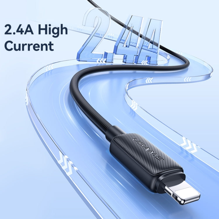 USAMS US-SJ694 USB to 8 Pin 2.4A Striped Fast Charge Data Cable, Length:2m(Black) - Normal Style Cable by USAMS | Online Shopping South Africa | PMC Jewellery | Buy Now Pay Later Mobicred